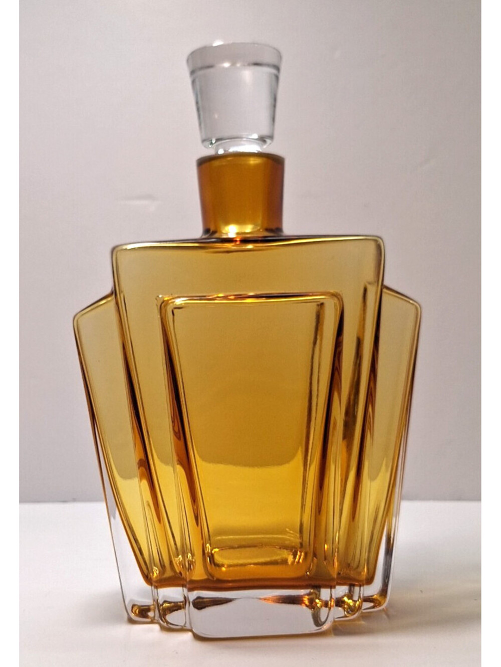 Vintage Moser-style Art Deco Amber Glass Decanter / Stopper Czechoslovakia 1930s
